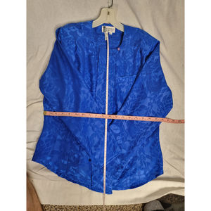 SK & Company Metallic Blue Button Up Womens Dress Shirt Size 10